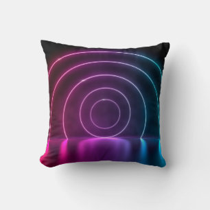 3d ing of ultraviolet circle portal glowing lines cushion