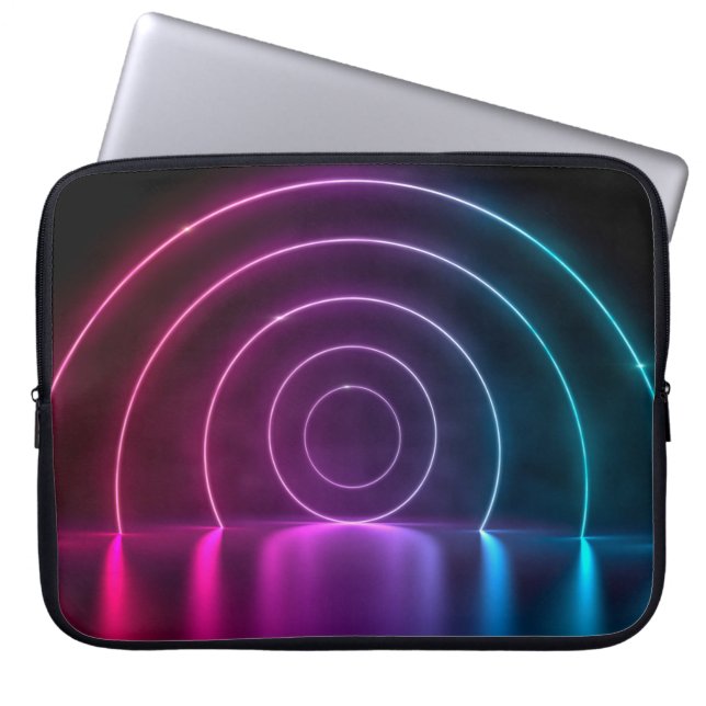 3d ing of ultraviolet circle portal glowing lines  laptop sleeve (Front)