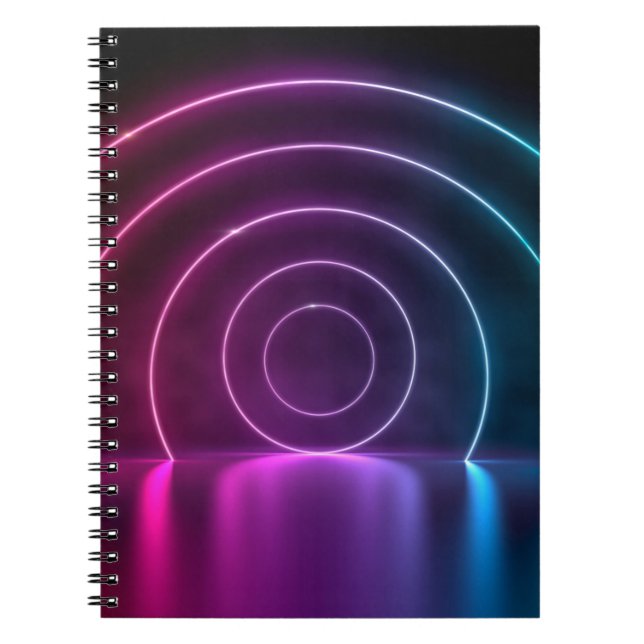 3d ing of ultraviolet circle portal glowing lines  notebook (Front)
