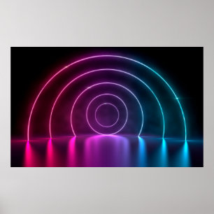3d ing of ultraviolet circle portal glowing lines poster