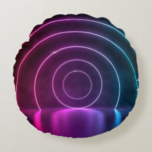 3d ing of ultraviolet circle portal glowing lines round cushion