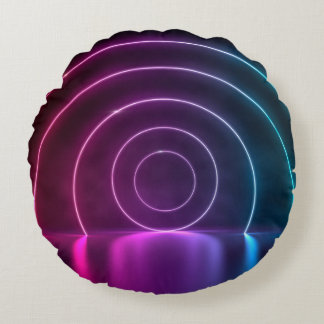 3d ing of ultraviolet circle portal glowing lines  round cushion