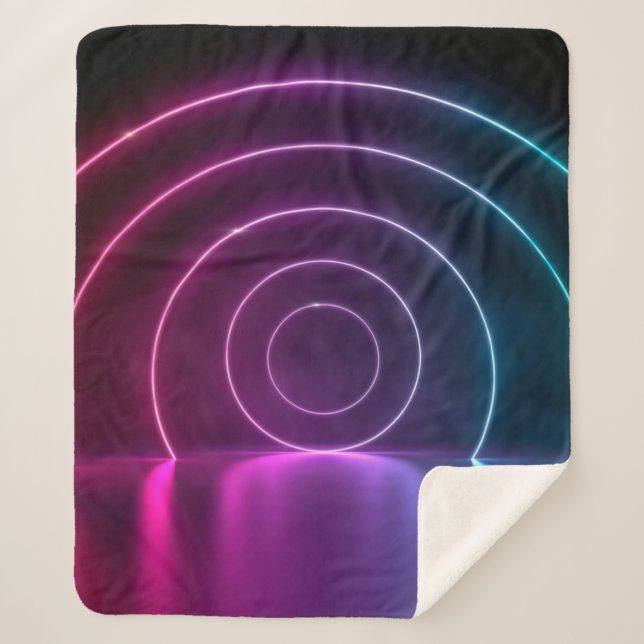 3d ing of ultraviolet circle portal glowing lines  sherpa blanket (Front)