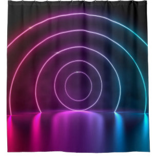 3d ing of ultraviolet circle portal glowing lines  shower curtain