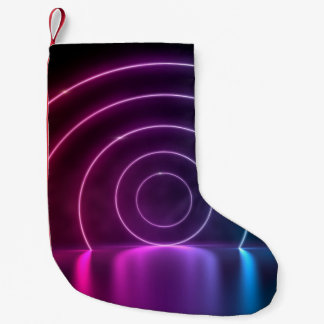 3d ing of ultraviolet circle portal glowing lines  small christmas stocking