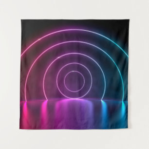 3d ing of ultraviolet circle portal glowing lines  tapestry