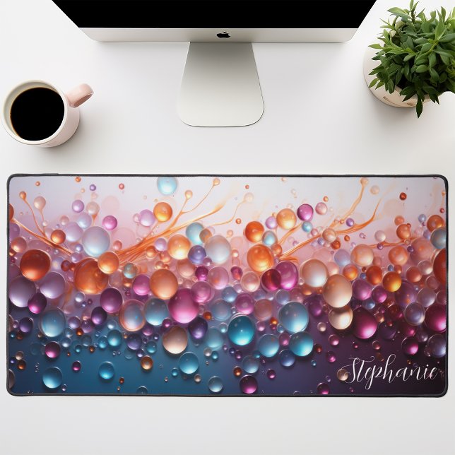 3D Iridescent Glass Bubbles Desk Mat (Creator Uploaded)