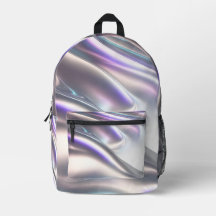 3D iridescent metallic school bag