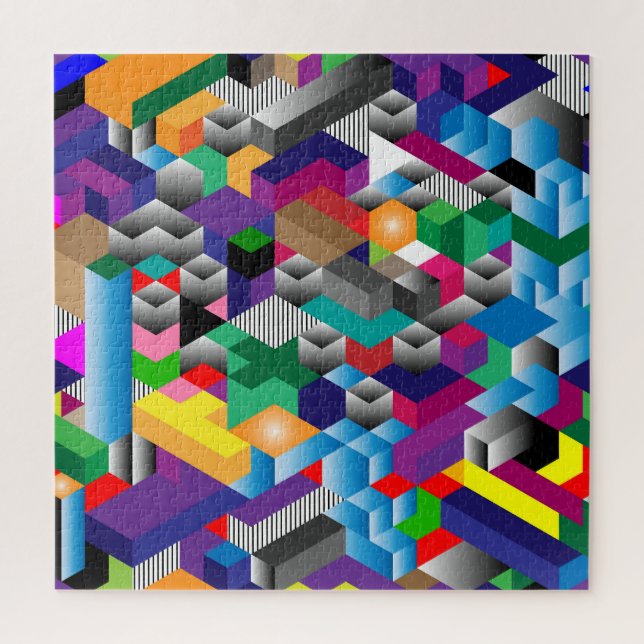 3D Isometric Cubes, Geometric Seamless. Jigsaw Puzzle (Vertical)