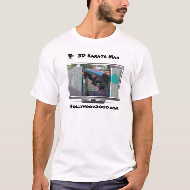 3D Karate Man See Pop Out 3D Effects T-Shirt (Front)
