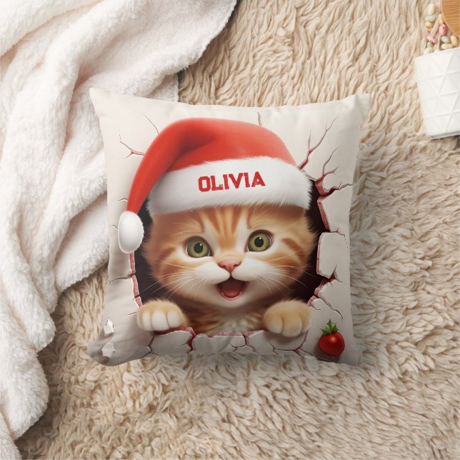 3D Kitten Christmas Cushion (Blanket)