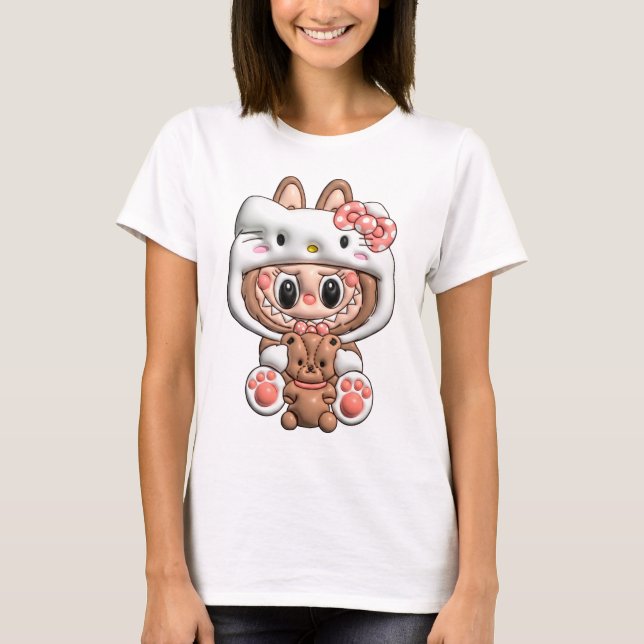 3D Labubu design with Hello Kitty T-Shirt (Front)