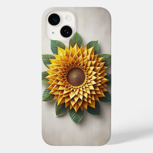 3D Layered Sunflower Phone Case Yellow Paper-Craft (Back)