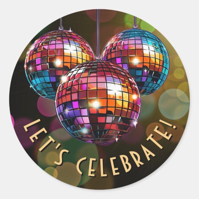 3D Let's Celebrate Colourful Classic Round Sticker (Front)