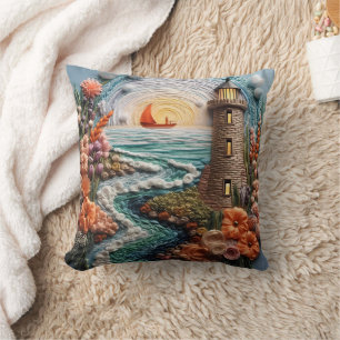 3D Lighthouse Scene Cushion