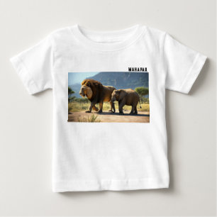 3D Lion vs Elephant Baby T-Shirt