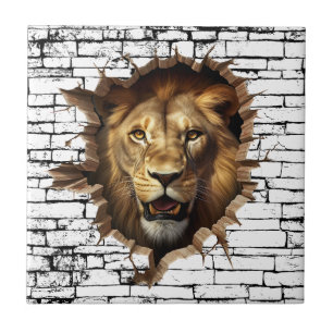 3D Lion Wall Break Art – Realistic Safari Ceramic Tile