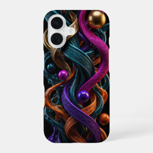 3D Liquid Gold Teal Magenta iPhone Case