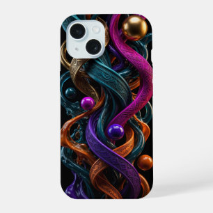 3D Liquid Gold Teal Magenta iPhone Case