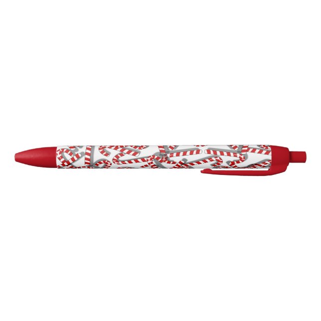 3D Look Candy Cane Office Gifts Christmas Pens Red (Bottom)
