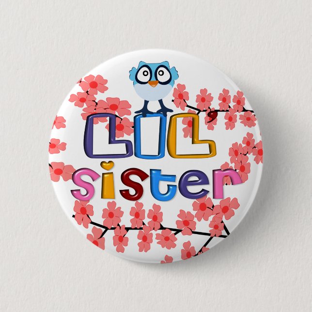 3D Look Lil Sister Button (Front)