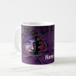 3D Look Printed Wall Breakout Scary Lady Face Coffee Mug