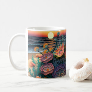 3D Looking Printed Beach Sunset Coffee Mug