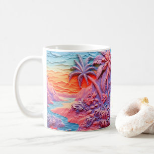 3D Looking Printed Colorful Beach Coffee Mug