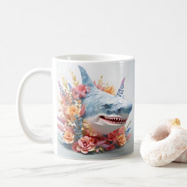 3D Looking Printed Shark Ocean Coffee Mug (With Donut)