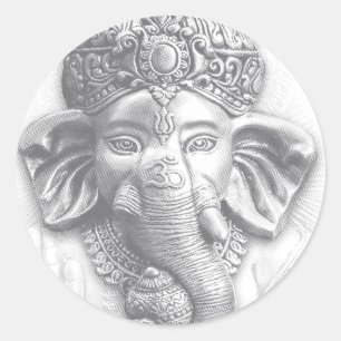3d Lord Ganesha - Om Classic Round Sticker