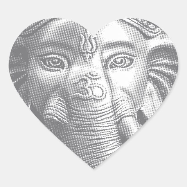 3d Lord Ganesha - Om Heart Sticker (Front)