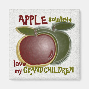 3D Love my Grandchildren (shiny apples) Magnet