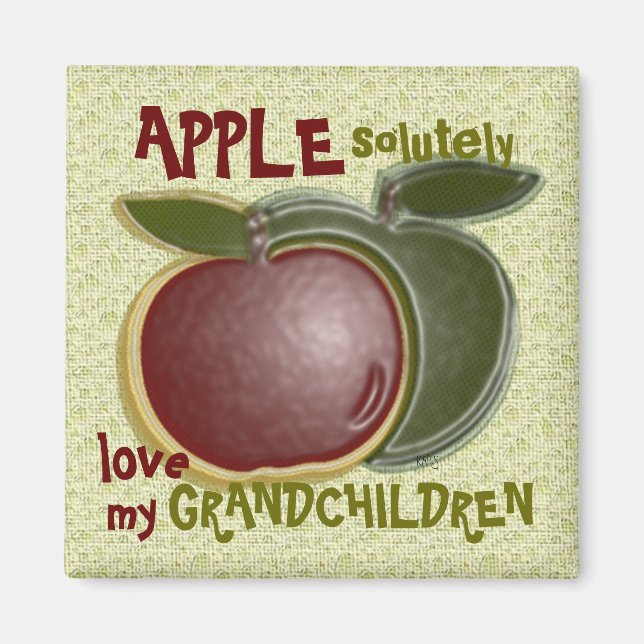3D Love my Grandchildren (shiny apples) Magnet (Front)