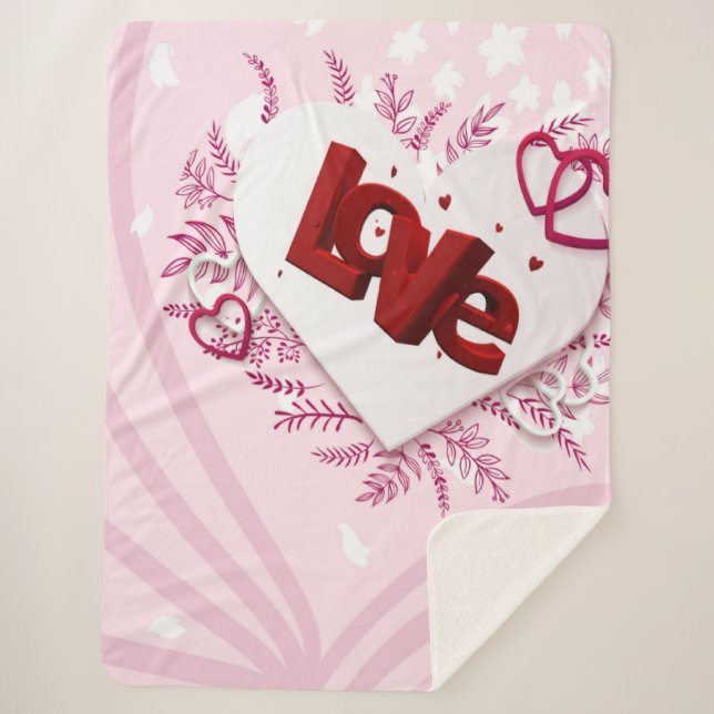 3D love  Sherpa Blanket (Front)