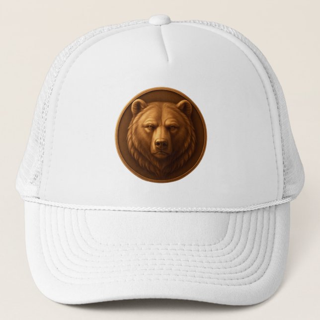 3D Majestic Bear Head Medallion Style Hat (Front)