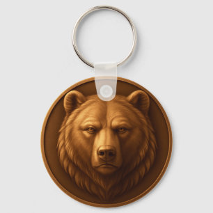 3D Majestic Bear Head Medallion Style Keychain