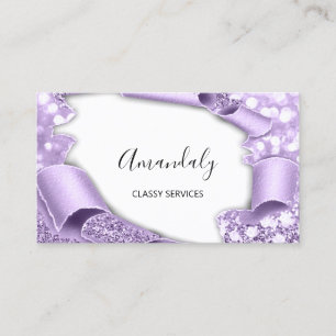3D Makeup Event Planner Purple Violet Glitter Business Card
