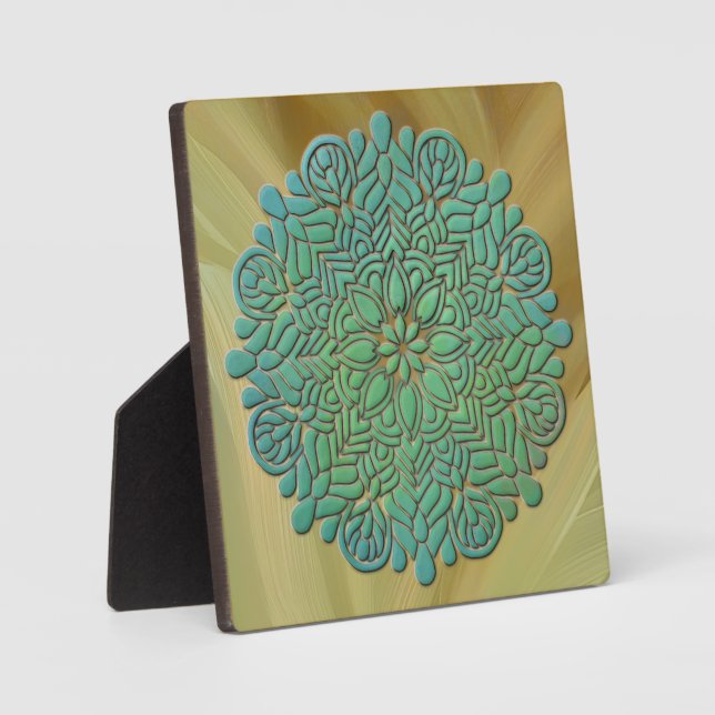 3D Mandala Meditation Yoga colourful background Plaque (Front)