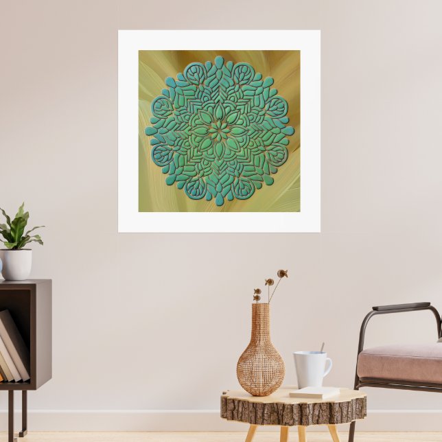 3D Mandala Meditation Yoga colourful background Poster (Living Room 3)