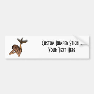 3D Mermaid Pondering Halftone Original Colour Bumper Sticker
