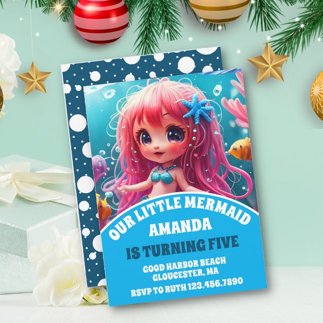 3D Mermaid Under the Sea Birthday Party Invitation (Creator Uploaded)