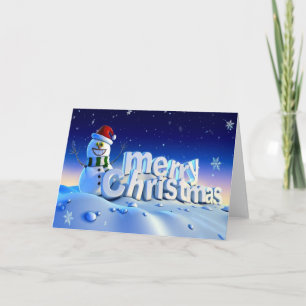3d merry christmas and happy new year holiday card