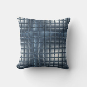 3D Metallic Blue-Gray Tile Pattern with Highlights Cushion