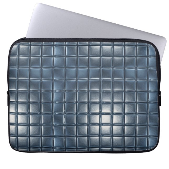 3D Metallic Blue-Gray Tile Pattern with Highlights Laptop Sleeve (Front)