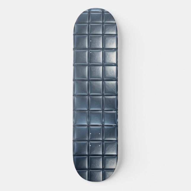 3D Metallic Blue-Gray Tile Pattern with Highlights Skateboard (Front)