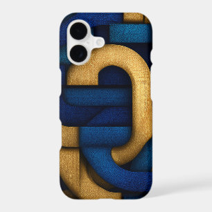 3D Metallic Gold & Navy Weave Rope Pattern Art