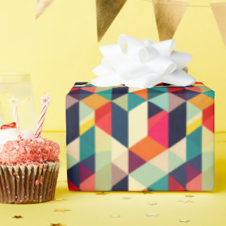 3D Mid Century Modern Geometric Pattern Colourful Wrapping Paper