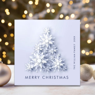 3D Minimalist Snowflakes Christmas Tree Greeting Holiday Card