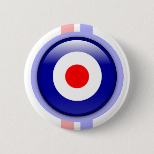 3d Mod target on Blue and red lines 6 Cm Round Badge