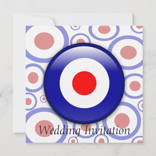 3d Mod Target sixties pattern Wedding invitation (Front)